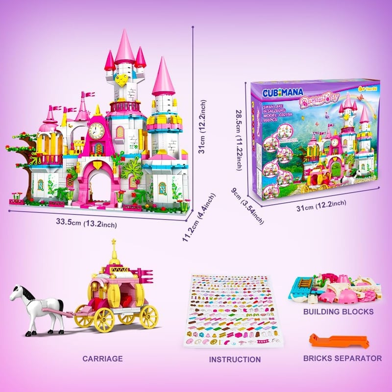 Princess Castle Building Blocks Set for Kids - 5-in-1 Playset