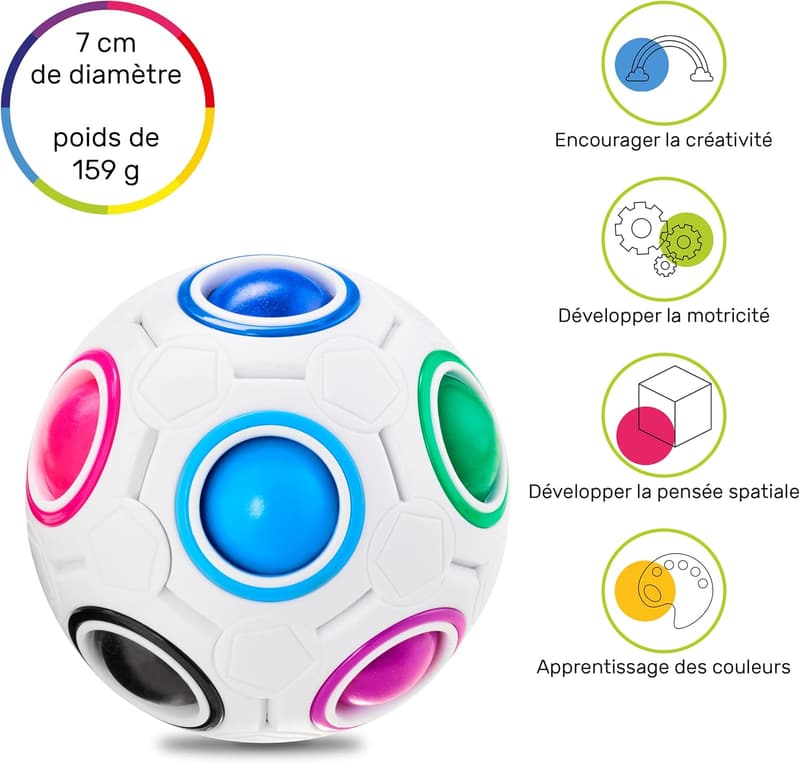 Rainbow Puzzle Ball | Brain Teaser for Kids Ages 6+ | Travel Toy