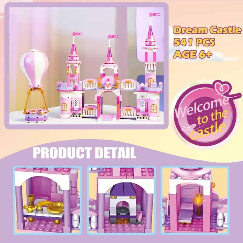 Princess Castle Building Blocks Set - 541 Pieces for Girls