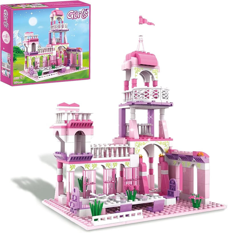 Pink Princess Castle Building Blocks Play Set for Girls, 254 PCS