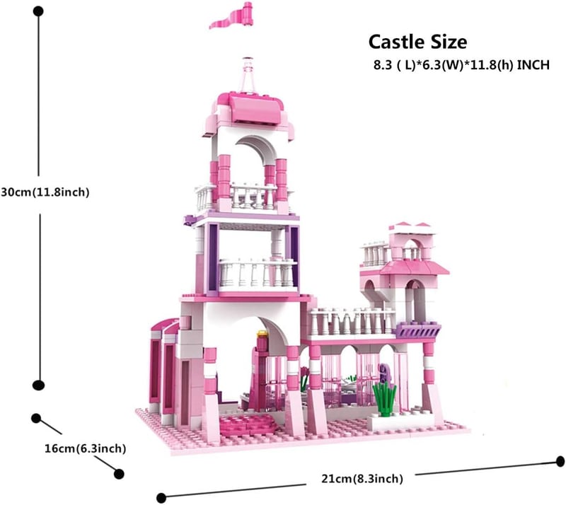 Pink Princess Castle Building Blocks Play Set for Girls, 254 PCS