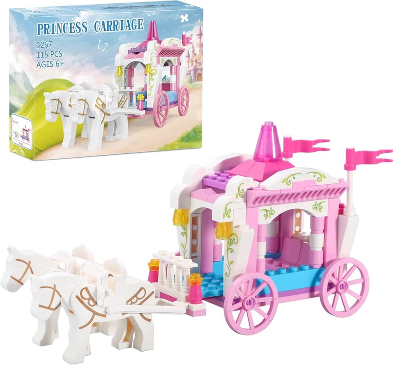 Princess Carriage Building Set for Kids 6-12, 115 Pieces