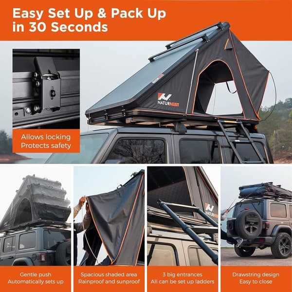 Hard Shell Rooftop Tent for 2-3 Person Camping
