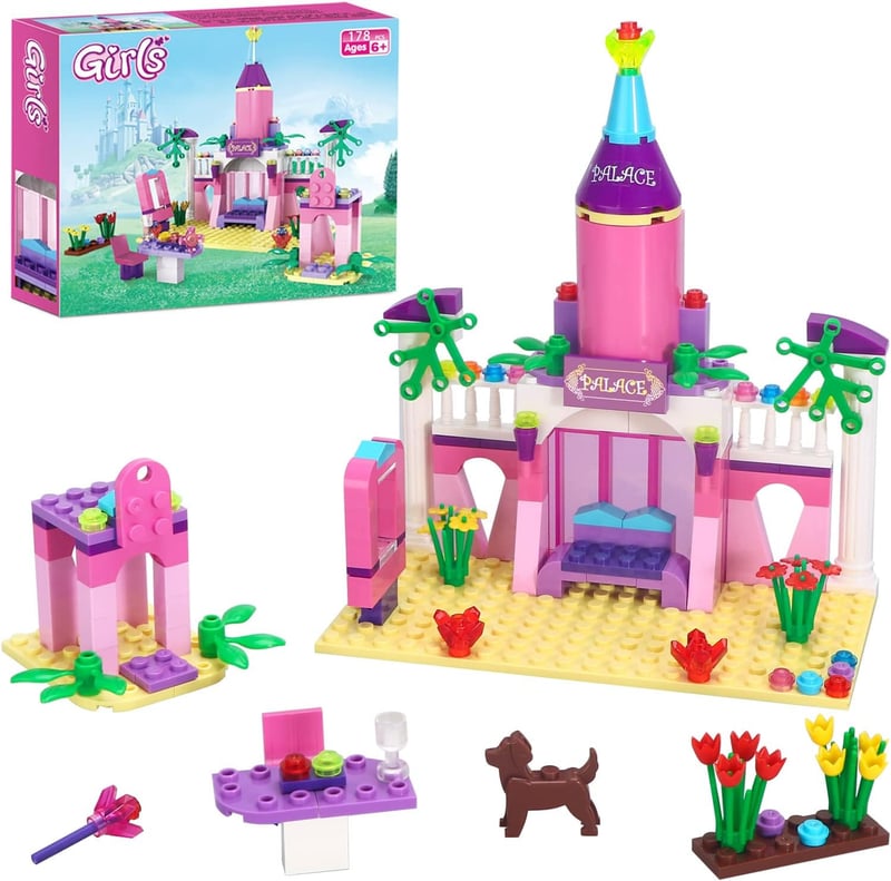 Girls' Pink Fairy Castle Building Blocks Set - 178 Pieces