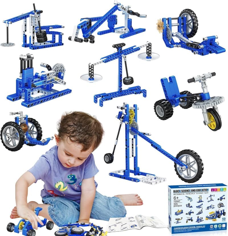 STEM Building Toy Set for Boys 8-12 - 50 Projects, 325 Blocks
