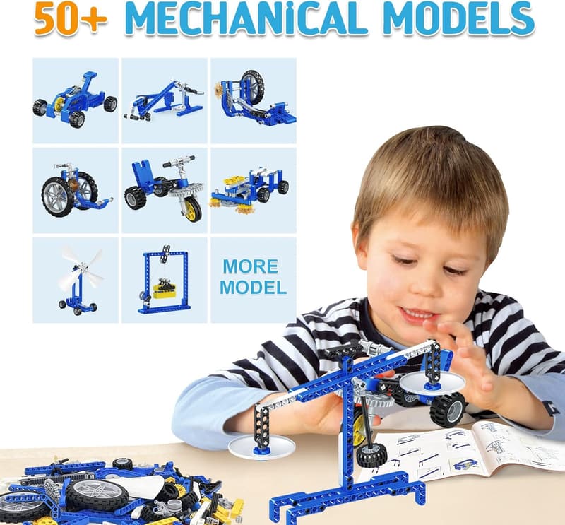 STEM Building Toy Set for Boys 8-12 - 50 Projects, 325 Blocks