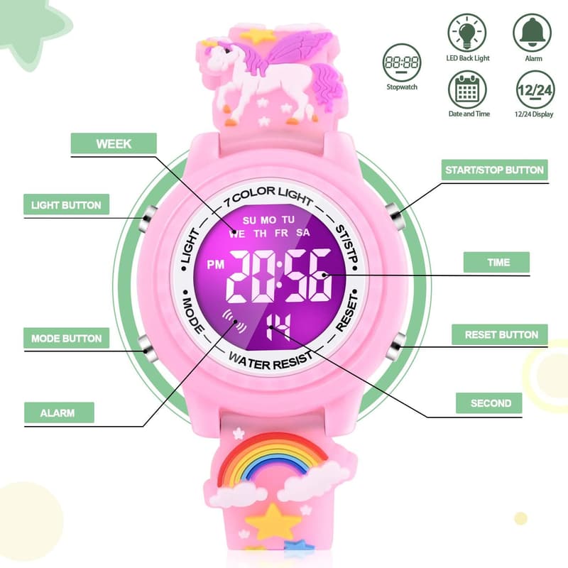 Waterproof 3D Cartoon Kids' Watch with Alarm for Ages 3-10