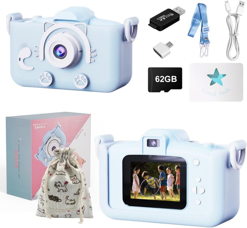 Kids' 1080P HD Digital Camera with Games & 62GB Card