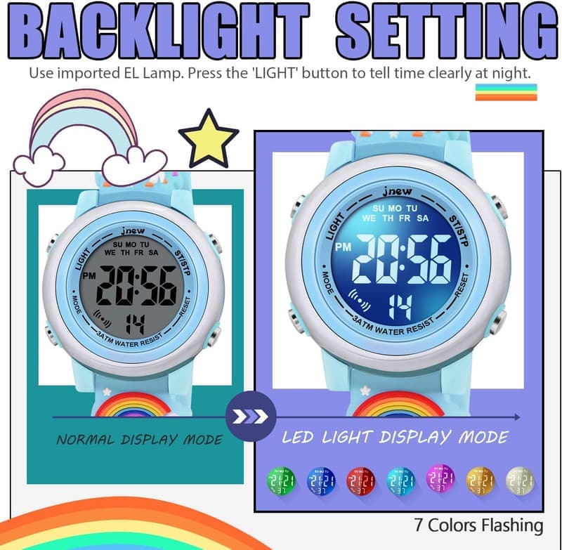 Waterproof 3D Cartoon Watches for Girls Age 3-12