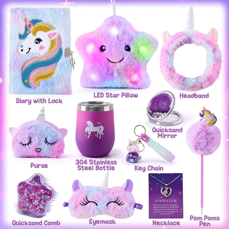 Unicorn Gift Set for Girls Age 6+, 11-Piece Plush & アクセサリー