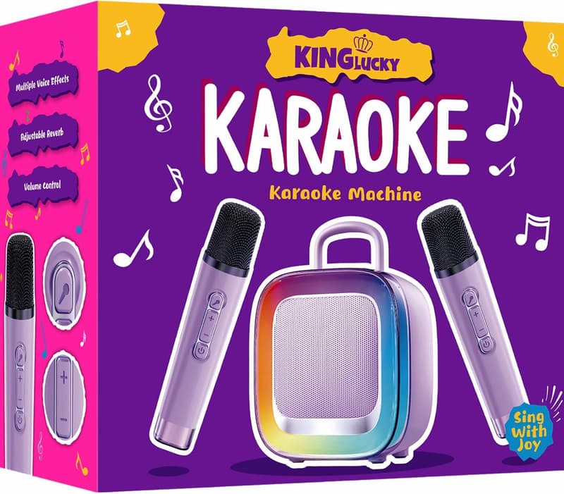 Kids Karaoke Machine with 2 Microphones - Purple Birthday Gift