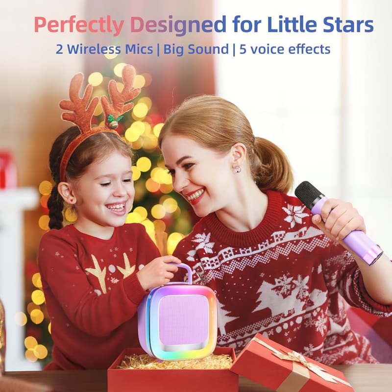 Kids Karaoke Machine with 2 Microphones - Purple Birthday Gift