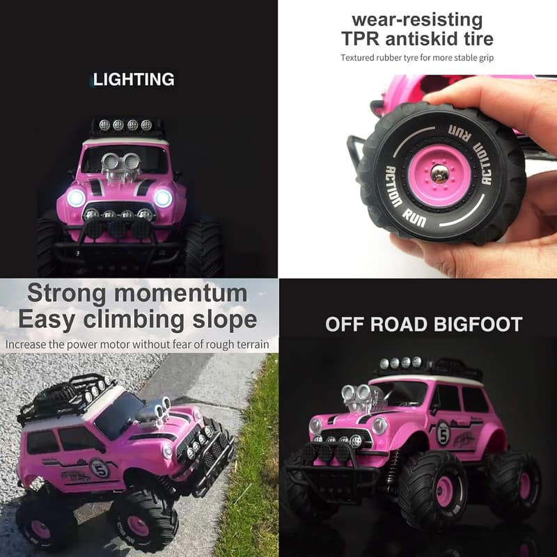 Pink Remote Control Truck for Girls Age 3-8 with Rechargeable Batteries