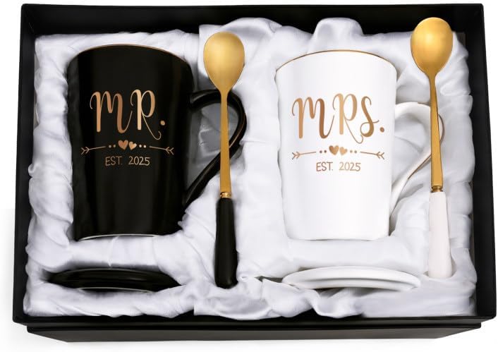 Mr. and Mrs. Est 2025 Mug Set - Wedding Gift for Couples