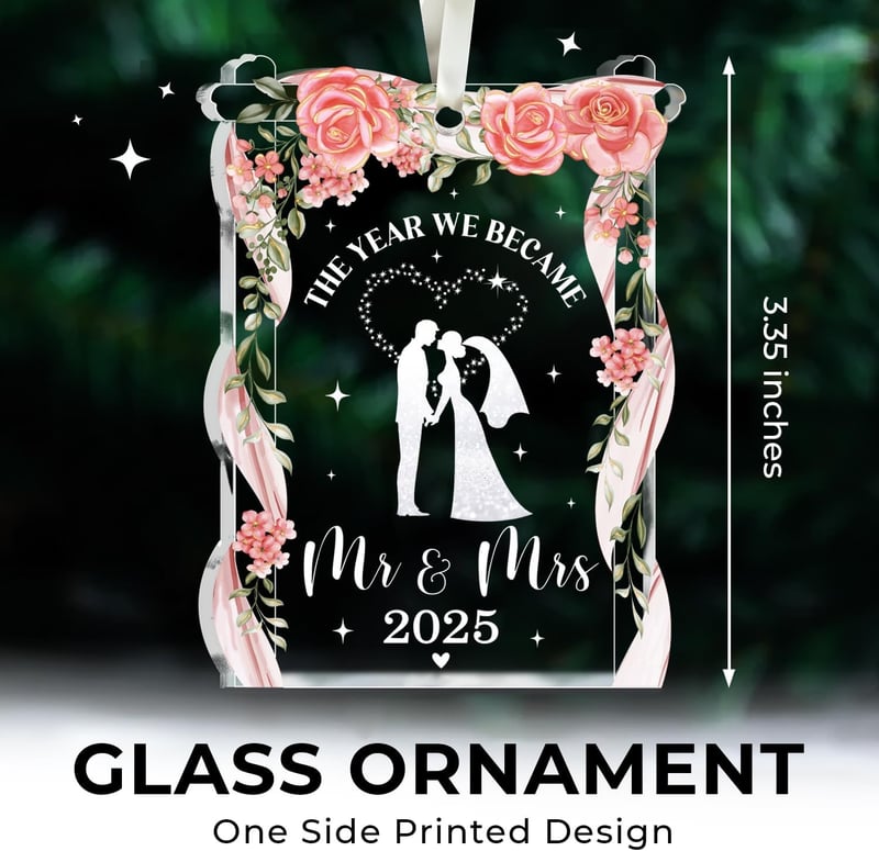 Just Married Glass Ornament 2025 - Wedding Gift for Couples