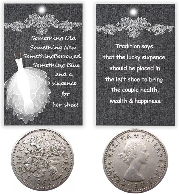 Something Blue Wedding Gift: Bride's Sixpence Coin with Card