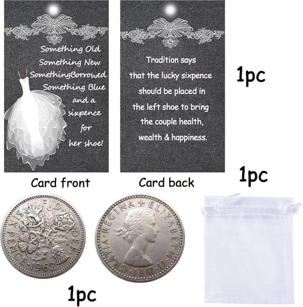 Something Blue Wedding Gift: Bride's Sixpence Coin with Card