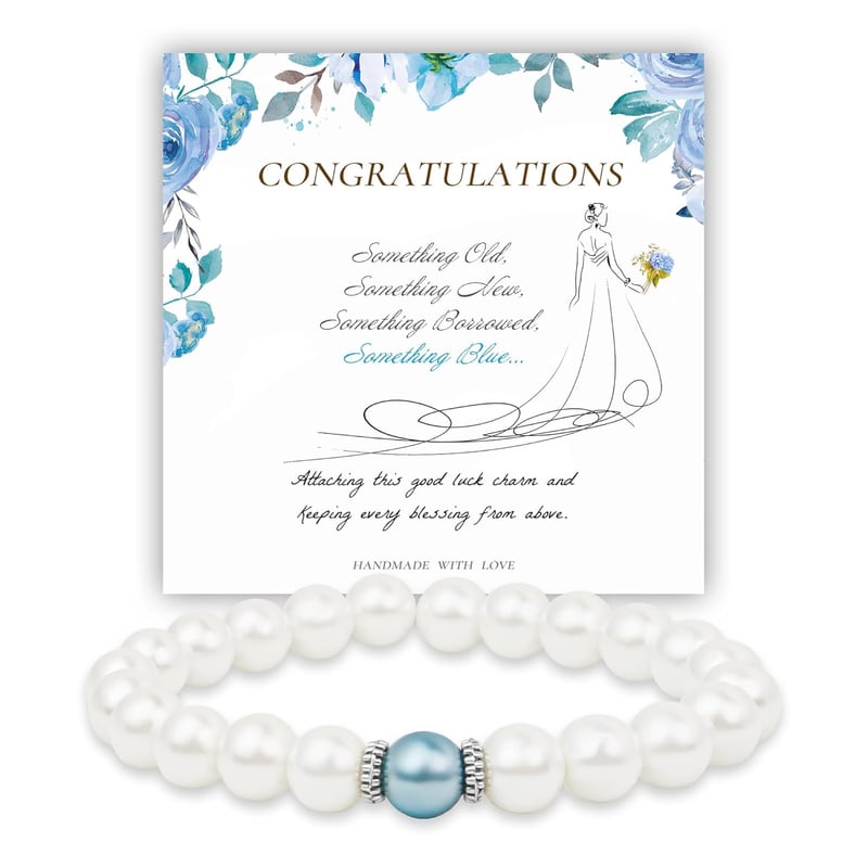 Bridal Shower Gift: White Pearl Bracelet with Meaningful Card