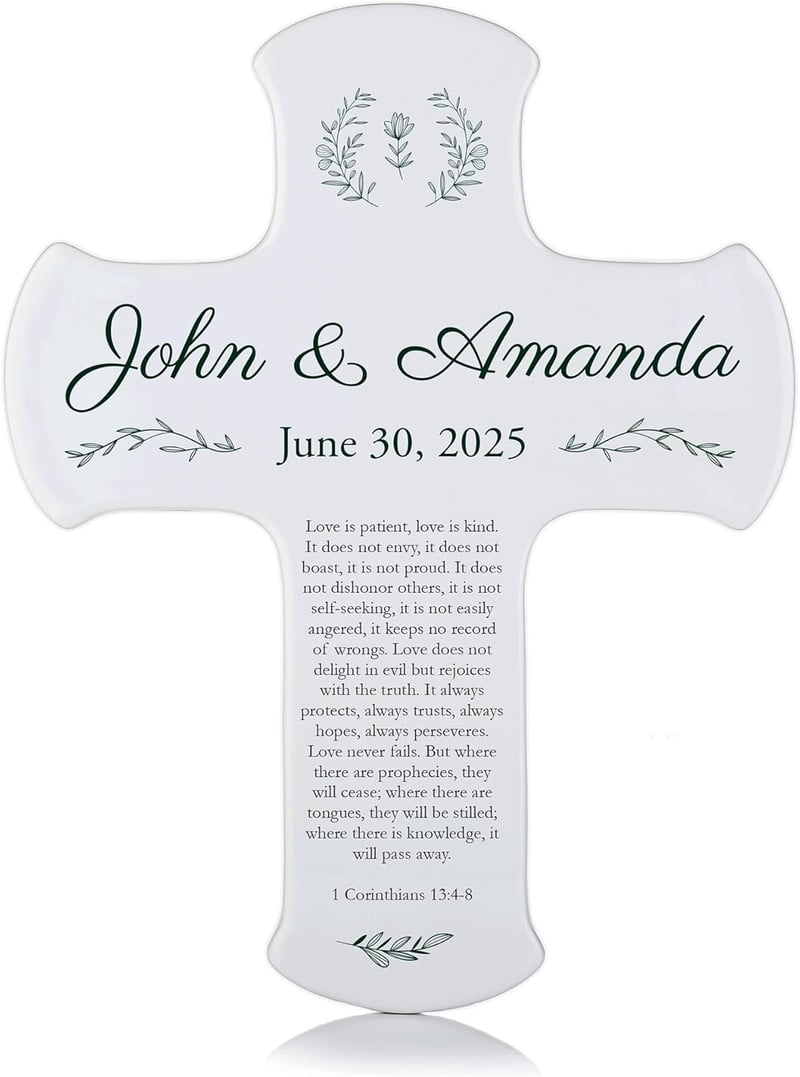 Personalized 9-Inch Porcelain Wedding Cross for Couples