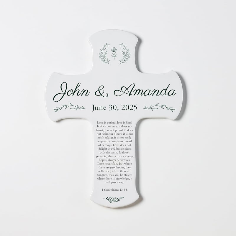 Personalized 9-Inch Porcelain Wedding Cross for Couples