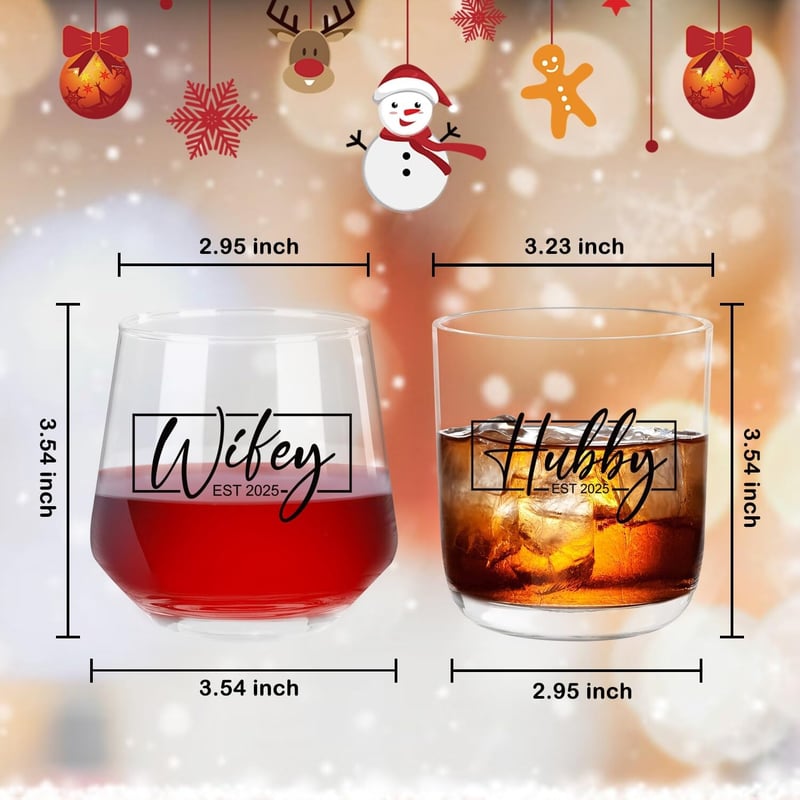 EST 2025 Wedding Glass Sets for Couples - Mr & Mrs Gifts