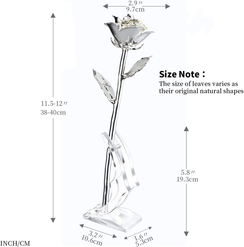 25th Anniversary Silver-Dipped Rose with Stand