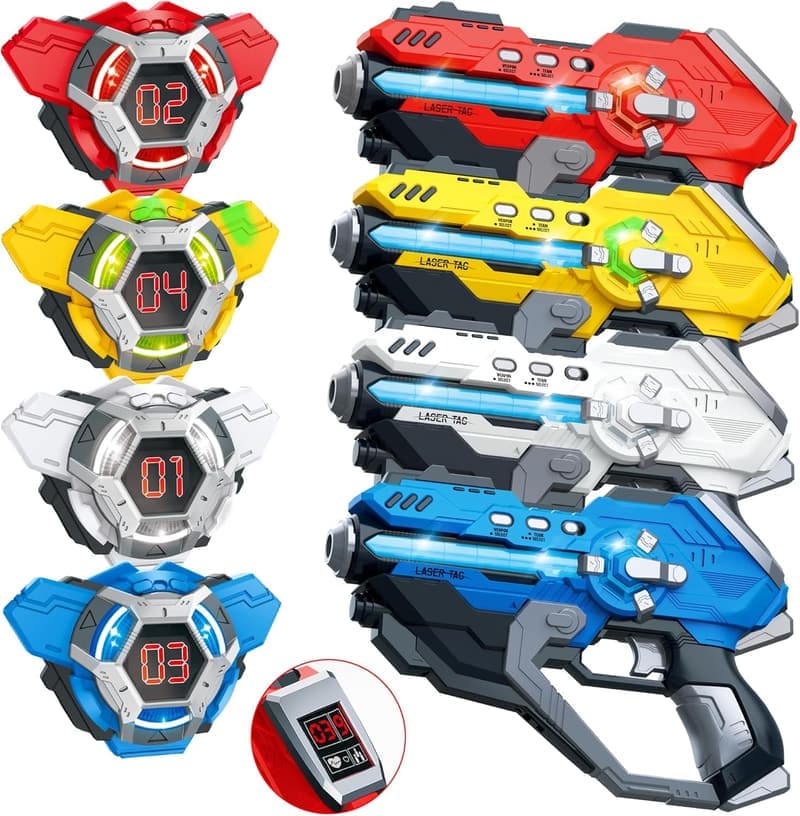 Laser Tag Set of 4 with LED Score Display for Teens and Families