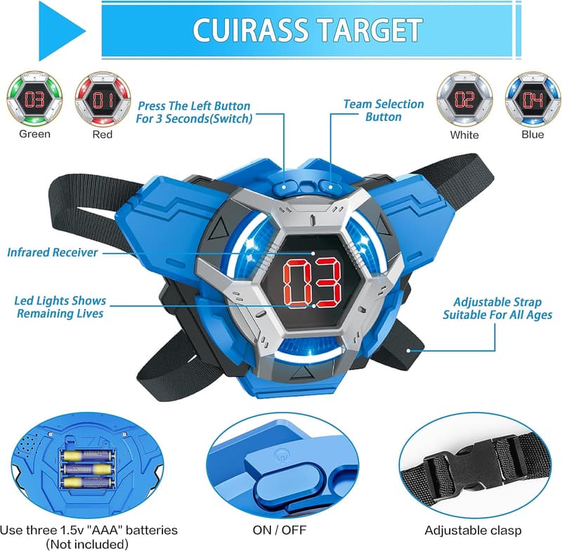 Laser Tag Set of 4 with LED Score Display for Teens and Families
