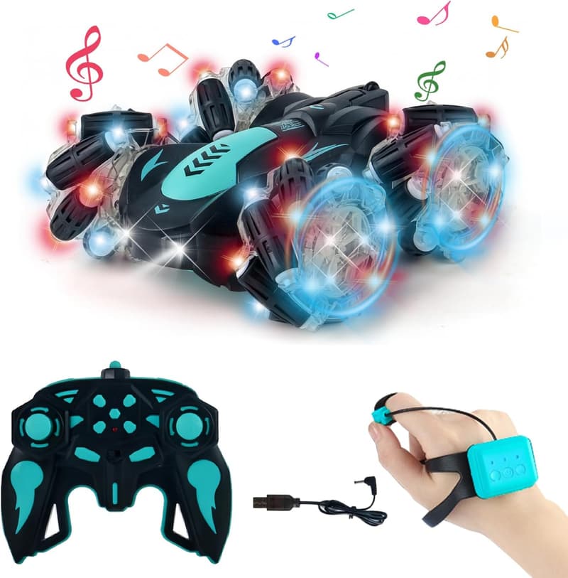 Gesture-Controlled Stunt Car with Lights & Music for Boys, Age 6-12