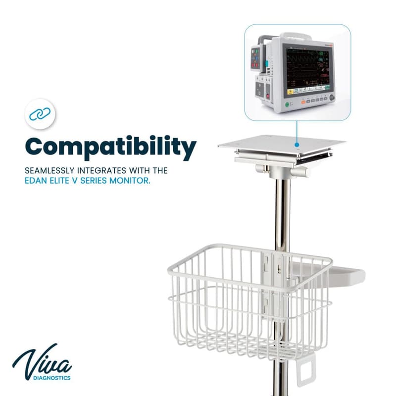 Adjustable Rolling Stand for Edan Elite Vital Signs Monitor
