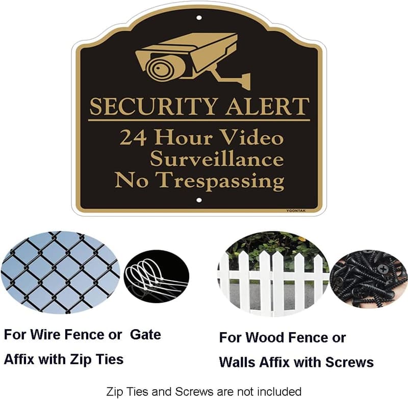 24-Hour Video Surveillance No Trespassing Sign - 12x12 Reflective Aluminum