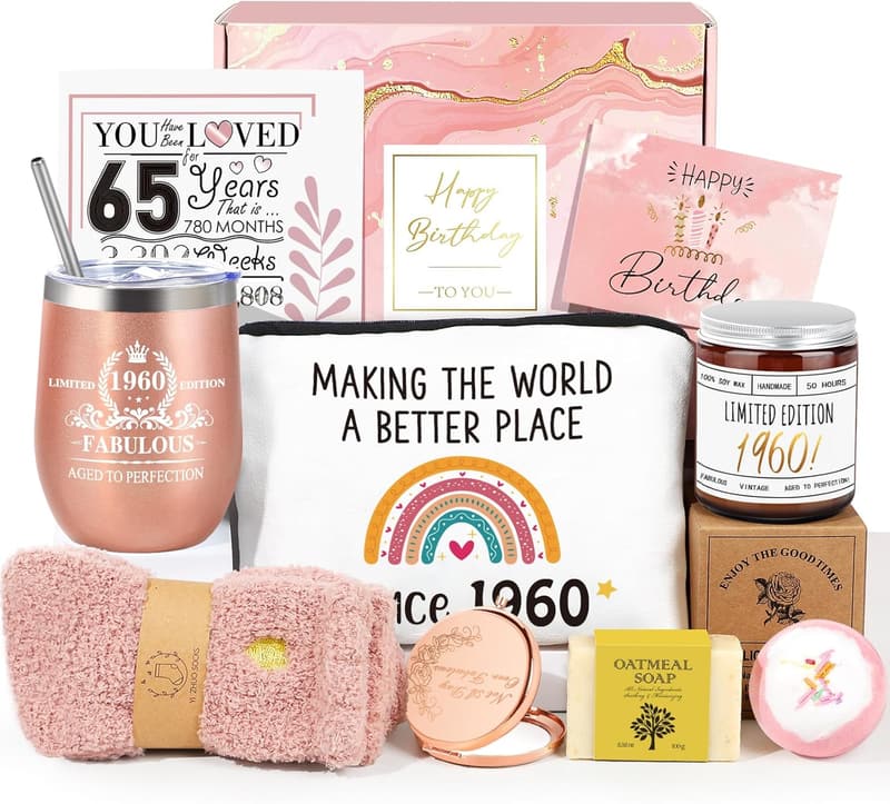 65th Birthday Gift Basket for Women – Vintage 1960 Theme