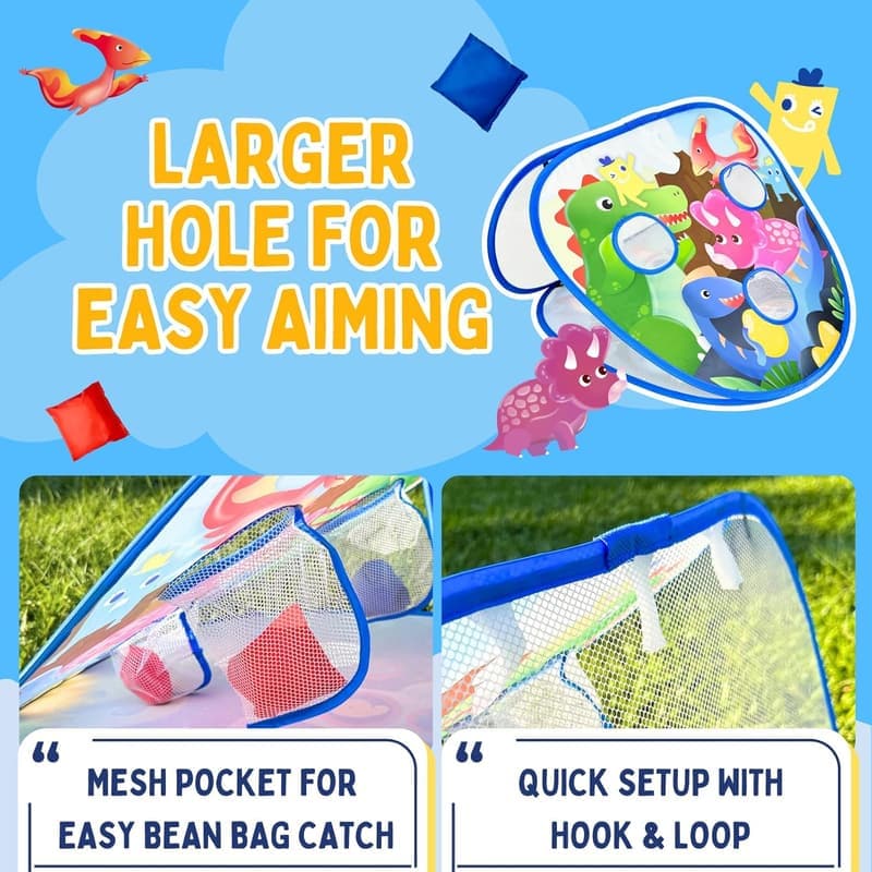 Dinosaur & Spaceship 2-in-1 Bean Bag Toss Game for Toddlers