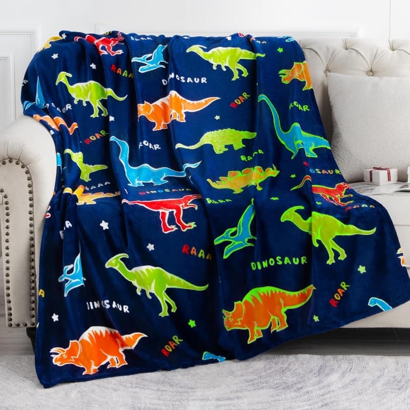 Glow-in-the-Dark Dinosaur Blanket for Kids - Soft Throw 50