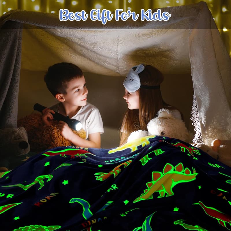 Glow-in-the-Dark Dinosaur Blanket for Kids - Soft Throw 50