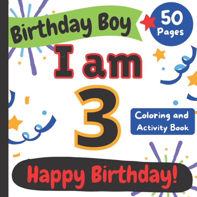 3rd Birthday Coloring and Activity Book for Boys