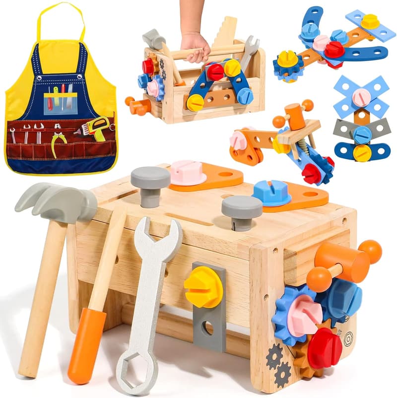 Montessori 39-Piece Kids Tool Set with Apron - Ages 2-4