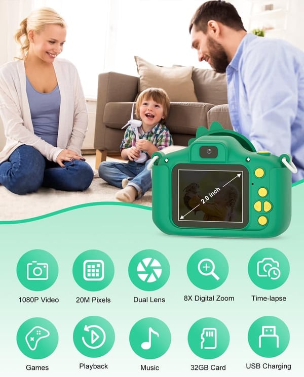 Kids Selfie Digital Toy Camera with 32GB SD Card 3-12 Years