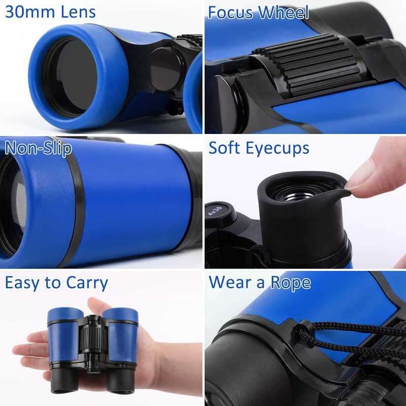 Kids Shock-Proof Binoculars Set for Ages 3-12 - Educational Gift