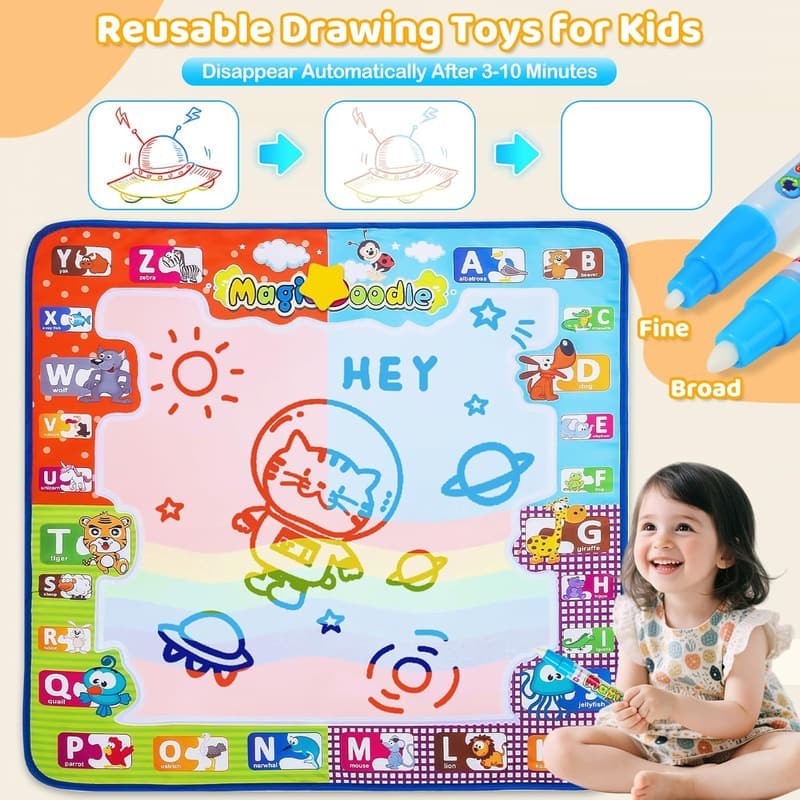 Water Doodle Mat for Kids - Large Educational Toy for Ages 2-5