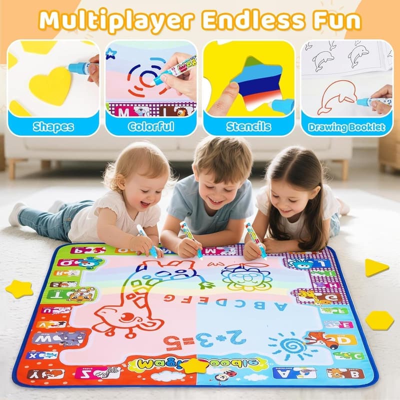 Water Doodle Mat for Kids - Large Educational Toy for Ages 2-5
