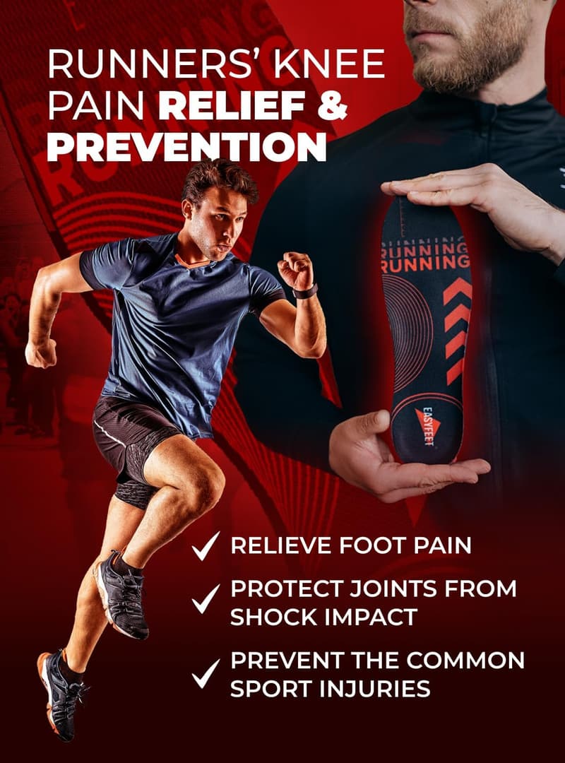 Orthotic Sport Insoles for Men and Women - Shock Absorbent Inserts