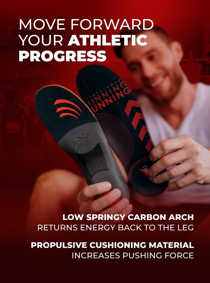 Orthotic Sport Insoles for Men and Women - Shock Absorbent Inserts