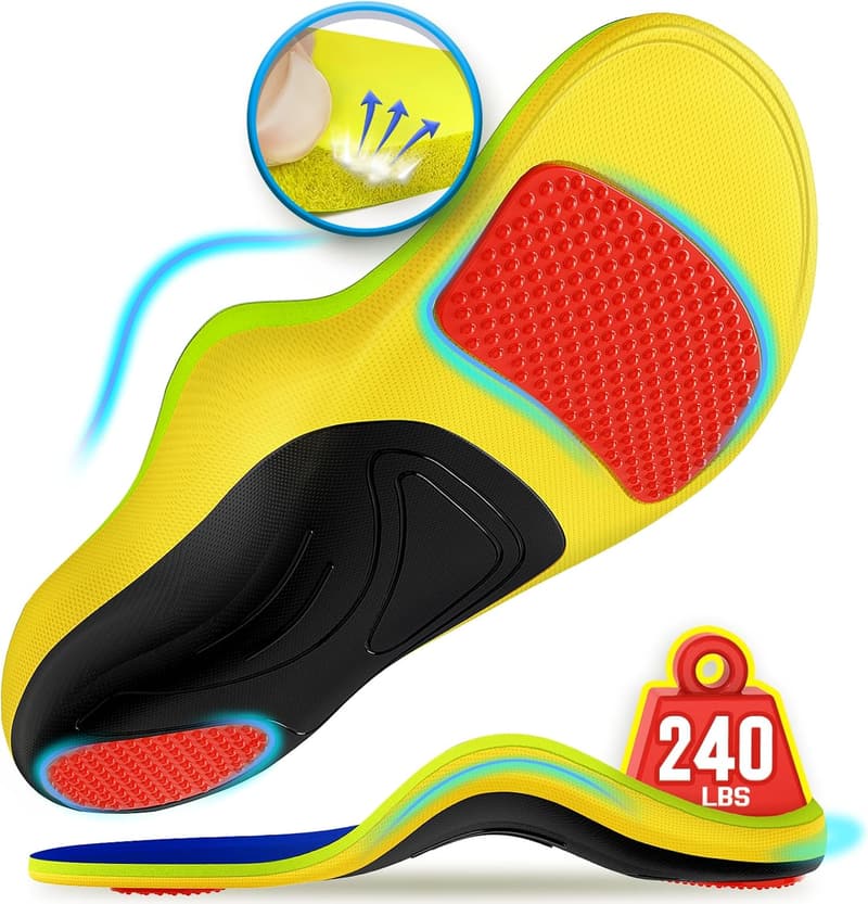 100% Memory Foam Insoles for Plantar Fasciitis Relief