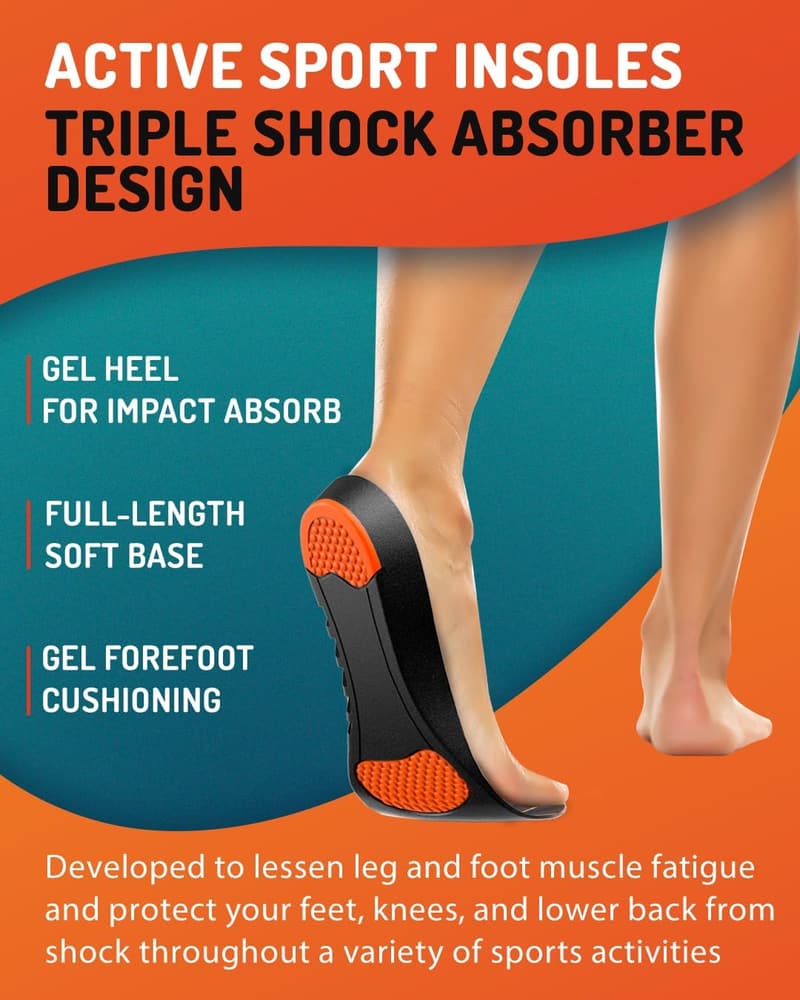 Athletic Shock Absorbing Insoles for Men & Women