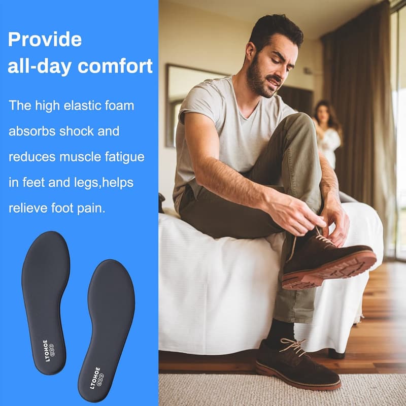 Men's Memory Foam Shoe Insoles for Comfort & Pain Relief
