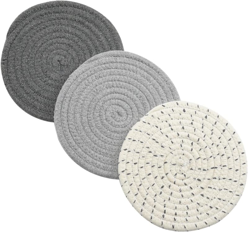 100% Cotton Potholders Set - Stylish Kitchen Coasters (Set of 3)