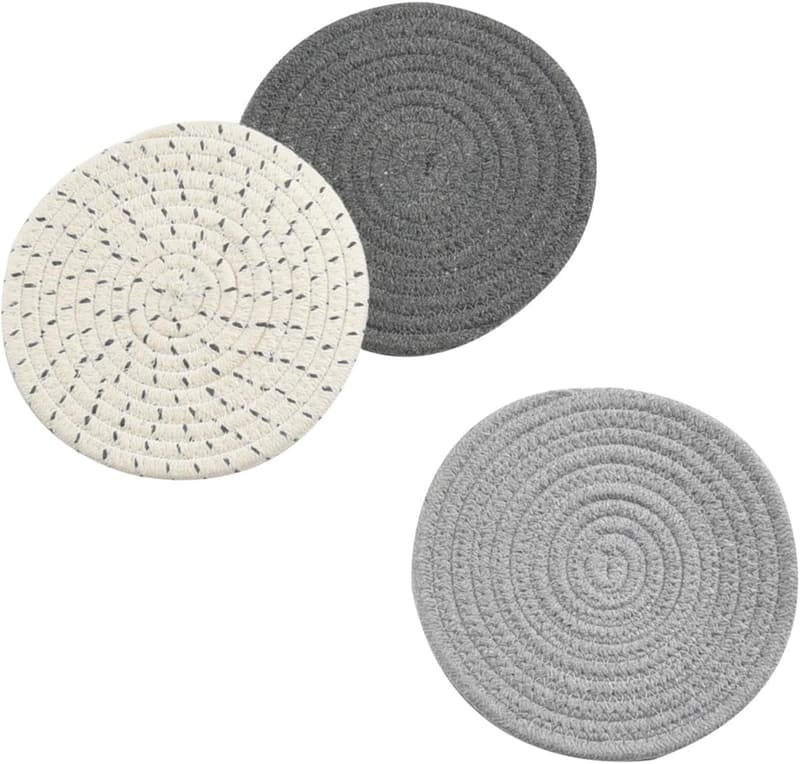 100% Cotton Potholders Set - Stylish Kitchen Coasters (Set of 3)