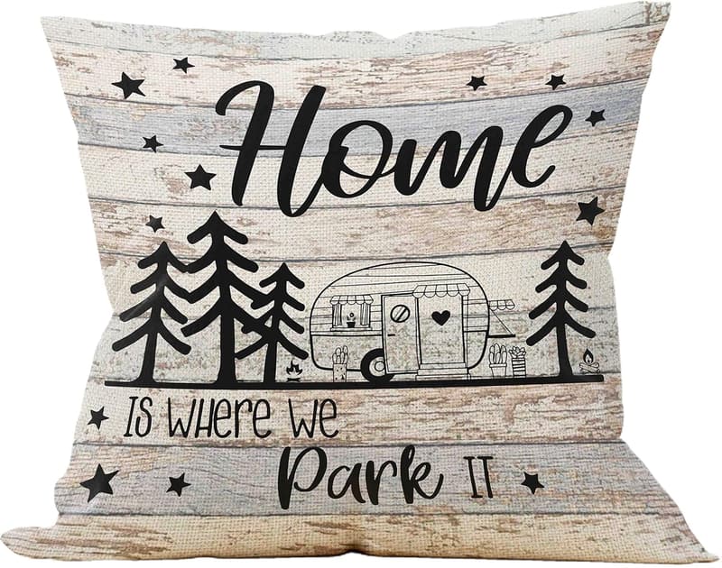 Home is Where We Park Throw Pillow Cover for Campers, 18x18