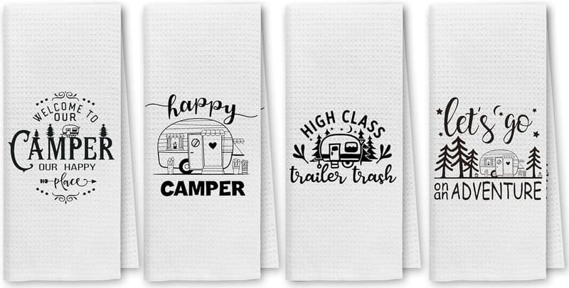 Camping Dish Towel Set - Absorbent, Funny Kitchen Towels for Campers